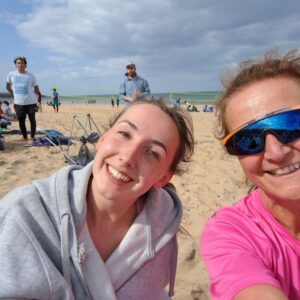 Maisie and Angela volleyball players on Longsands Beach