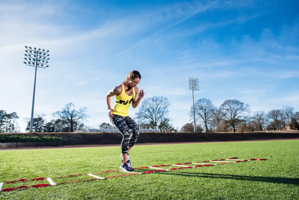 young female athlete training with agility ladder 2024 11 03 02 59 40 utc